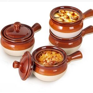 Brand new French Onion Soup Bowls with Lids, Ceramic Soup Crocks, Set of 4 🥣